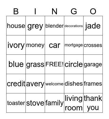 New House Bingo  Bingo Card