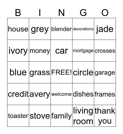 New House Bingo  Bingo Card