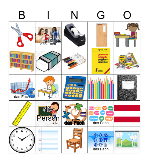 School Bingo Card