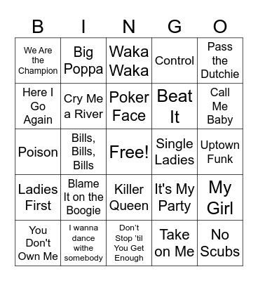 Decades Day Bingo Card