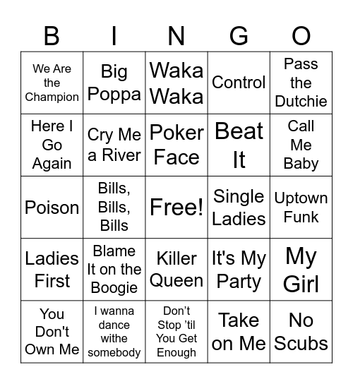 Decades Day Bingo Card