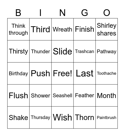 Olivia's Special Bingo Card Bingo Card