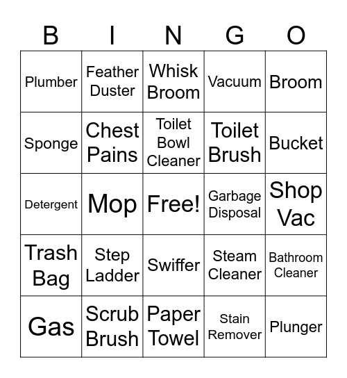 Household Vocab Bingo Card