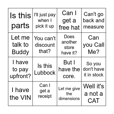 CAT Bingo Card