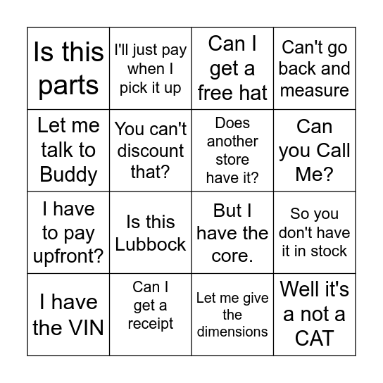 CAT Bingo Card
