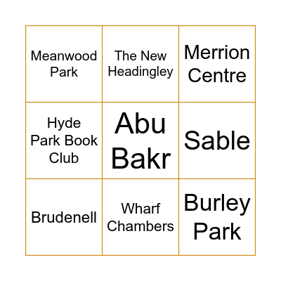 Leeds Bingo Card
