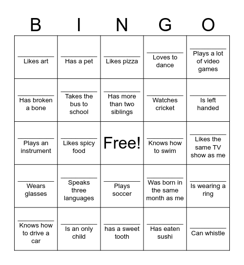 Write the name of the person who... Bingo Card