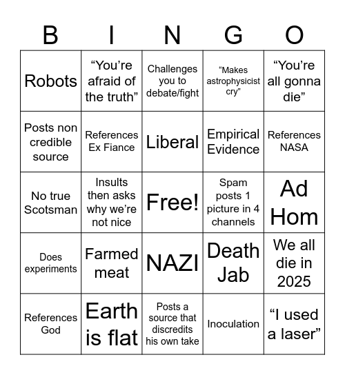 Schizo Bingo Card