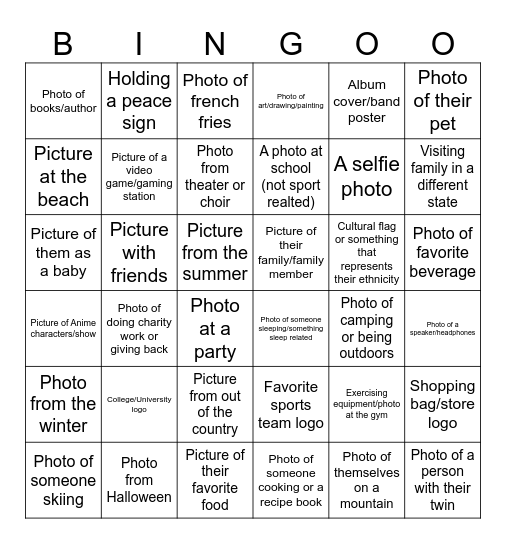 Get to Know Your Peers! Bingo Card