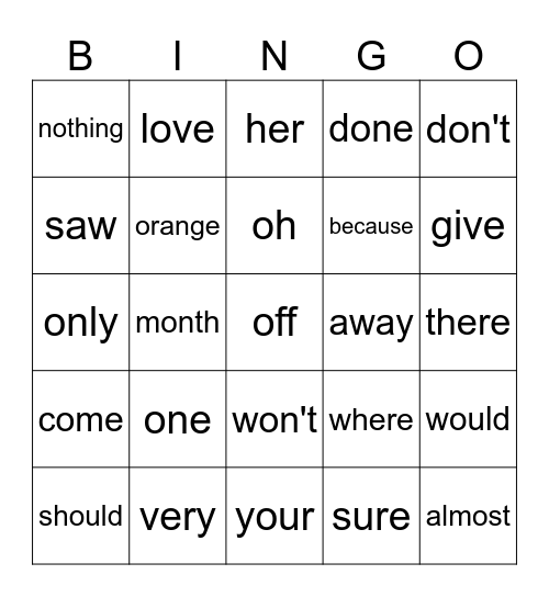 61 Bingo Card