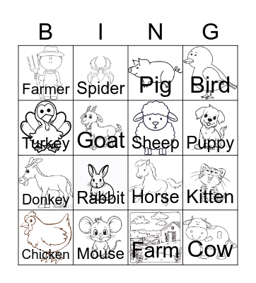 On the Farm! Bingo Card