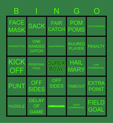 FOOTBALL BINGO Card