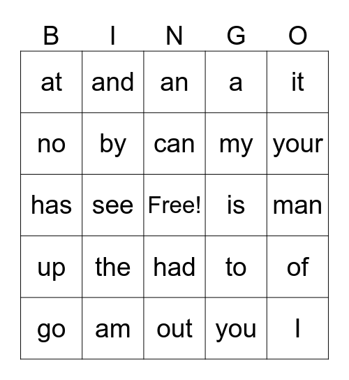 FriYay Sight Word Bingo! Bingo Card