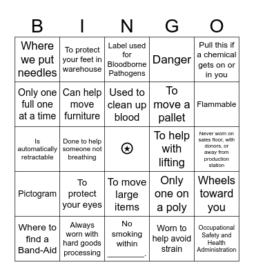 Safety BINGO! Bingo Card
