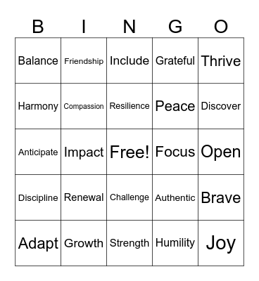 Word Focus Bingo Card Bingo Card