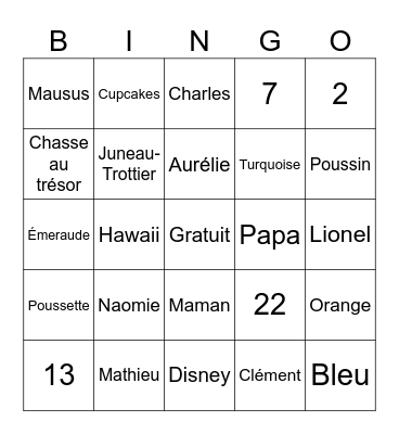 BINGO BABY SHOWER Bingo Card
