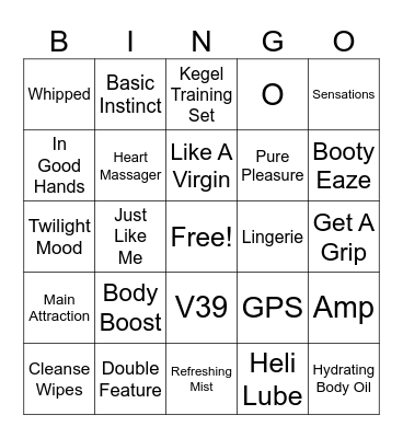 Naughty Bingo Card