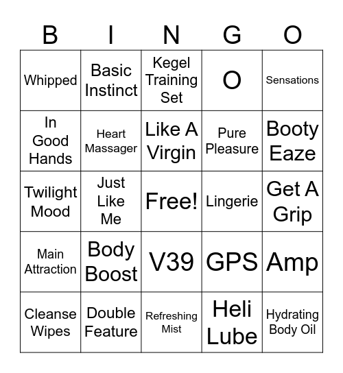 Naughty Bingo Card