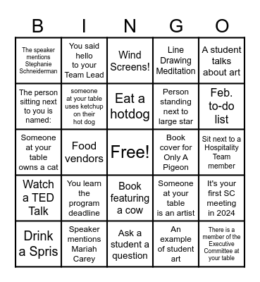 Steering Committee Bingo Card