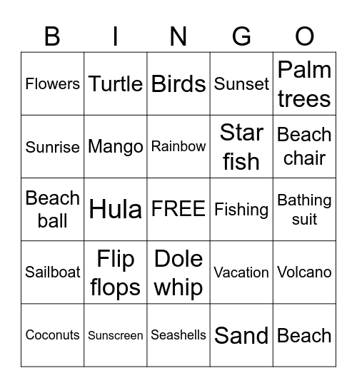 Aloha Bingo Card