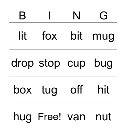 EJ Bingo Card