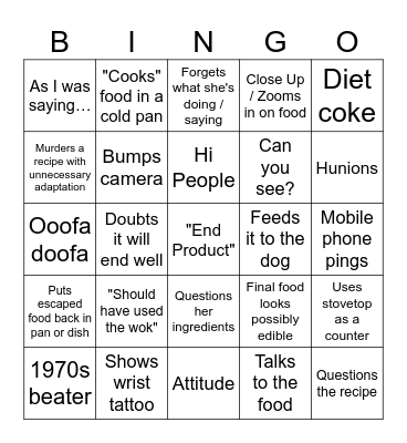 Kay's Cooking... Uh Oh Bingo Card