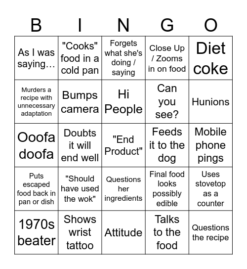 Kay's Cooking... Uh Oh Bingo Card