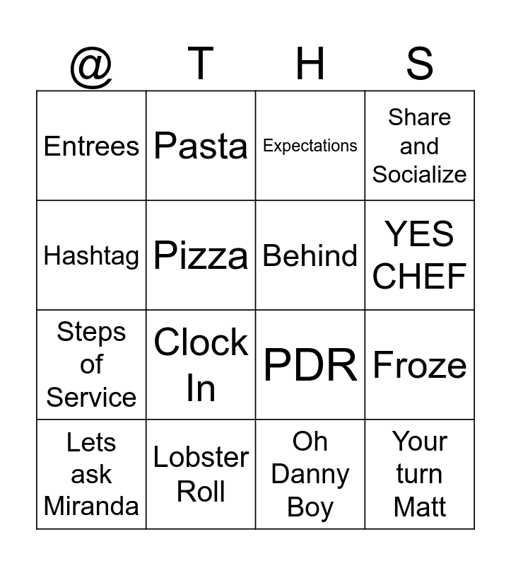 The Hampton Social Bingo Card