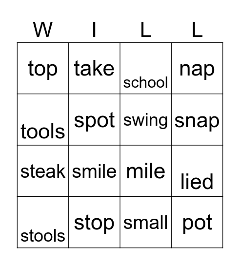 S or no S? Bingo Card