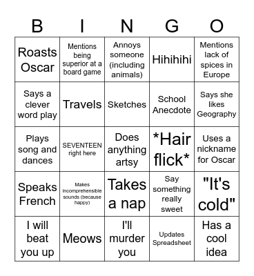 Debarati Bingo Card