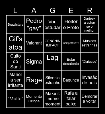 Igreja Bingo Card