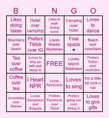 PD Bingo Card