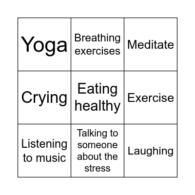 Stress Relief BINGO Card