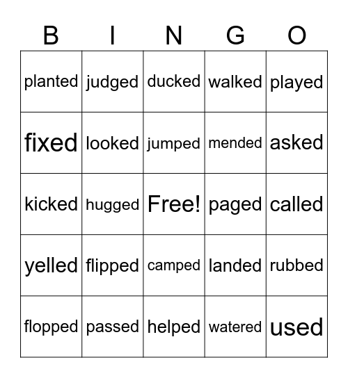 3 sounds of -ed BINGO Card