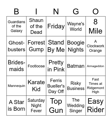 Movie Soundracks Bingo Card