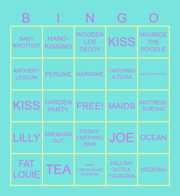 PRINCESS DIARIES BACH BINGO Card