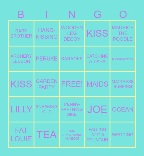 PRINCESS DIARIES BACH BINGO Card