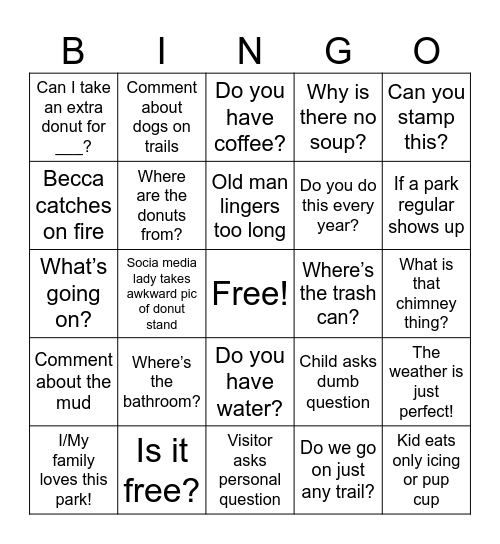 Donut Station Bingo Card