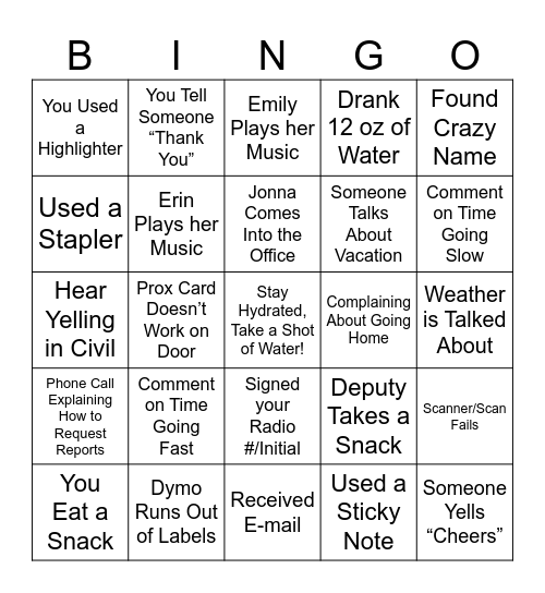 Office Tomfooleries 2024 Bingo Card