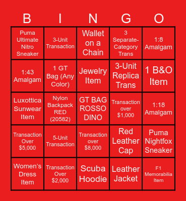 FERRARI VALENTINE'S DAY BUILD-UP Bingo Card