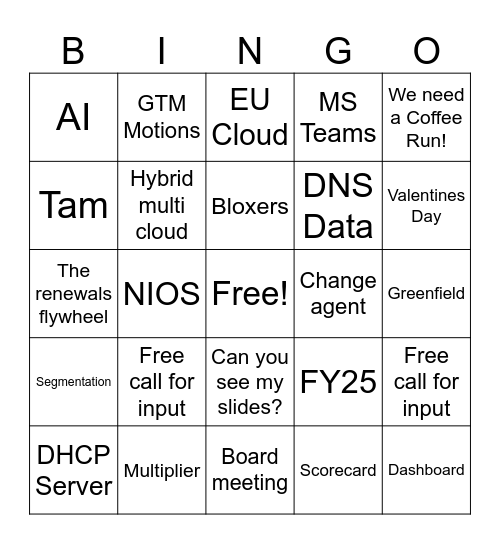 Estaff Bingo Card