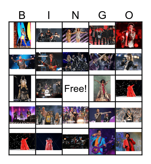 HALF TIME SHOW BINGO Card