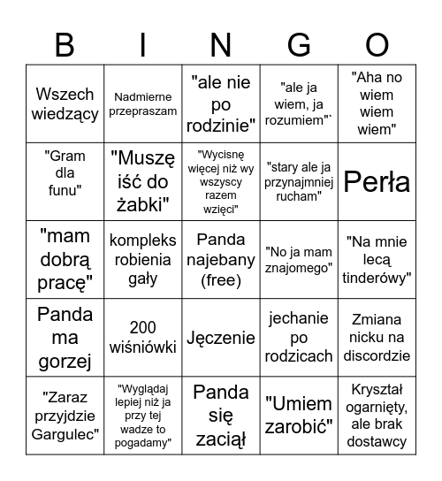 Pandingo Bingo Card