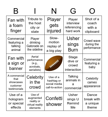 Super Bowl LVIII Bingo Card