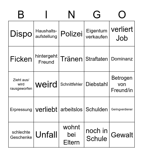 Hilf mir Bingo Card