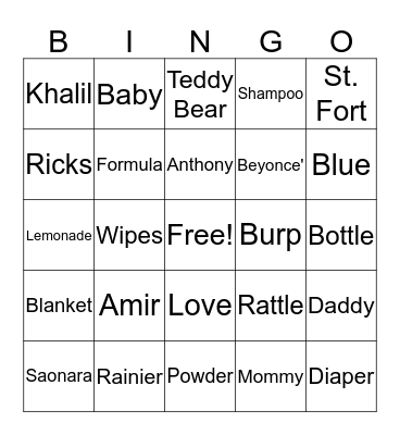 Baby Khalil Is On His Way! Bingo Card