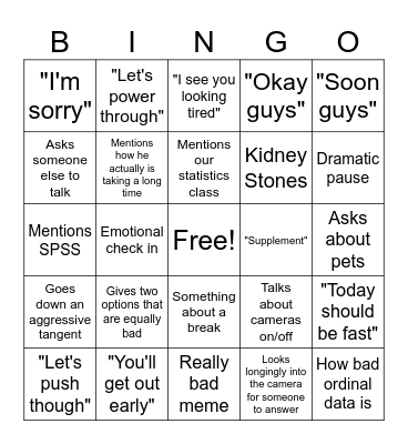 Dr.G Bingo Card