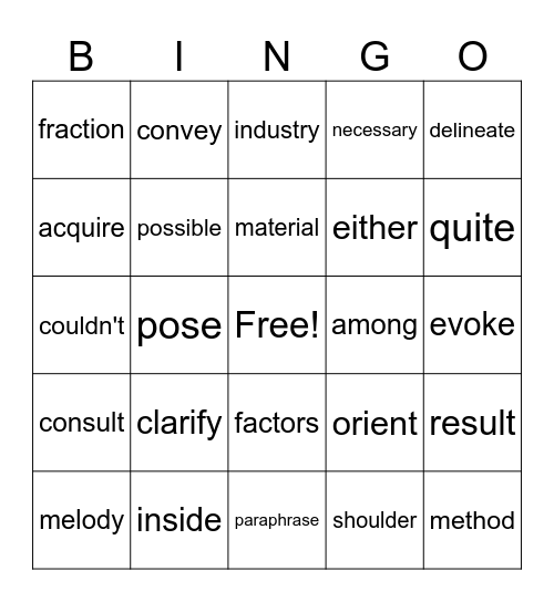 3rd Grade Lunch Bunch Lesson 1 Bingo Card