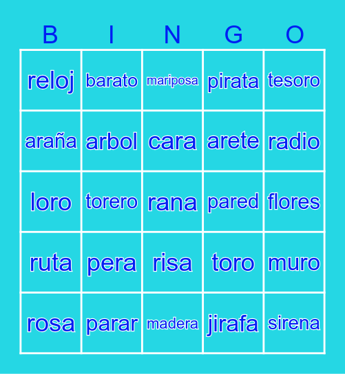 Palabras con /R/ Bingo Card