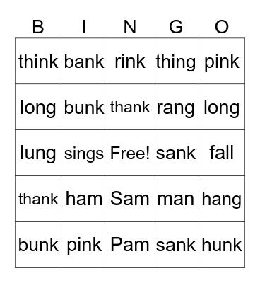 Glued Sounds all an am Bingo Card
